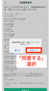 同意するを選択します。